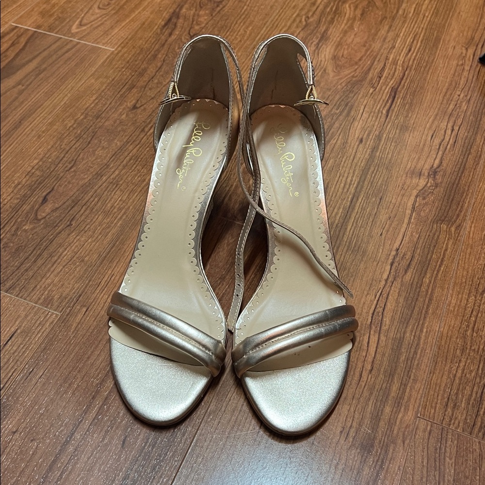 Lilly Pulitzer Metallic Gold Wedge Sandals